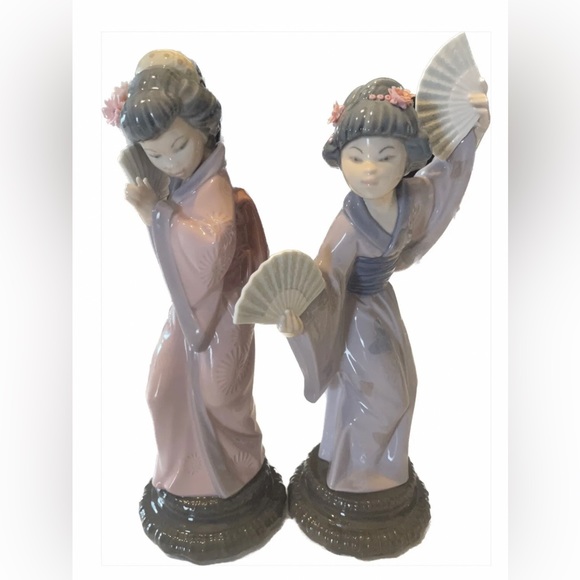 LLADRO FIGURINE "CHRYSANTHEMUM / TIMID JAPANESE" GEISHA GIRL WITH FAN SPAIN 4990 - Picture 10 of 11